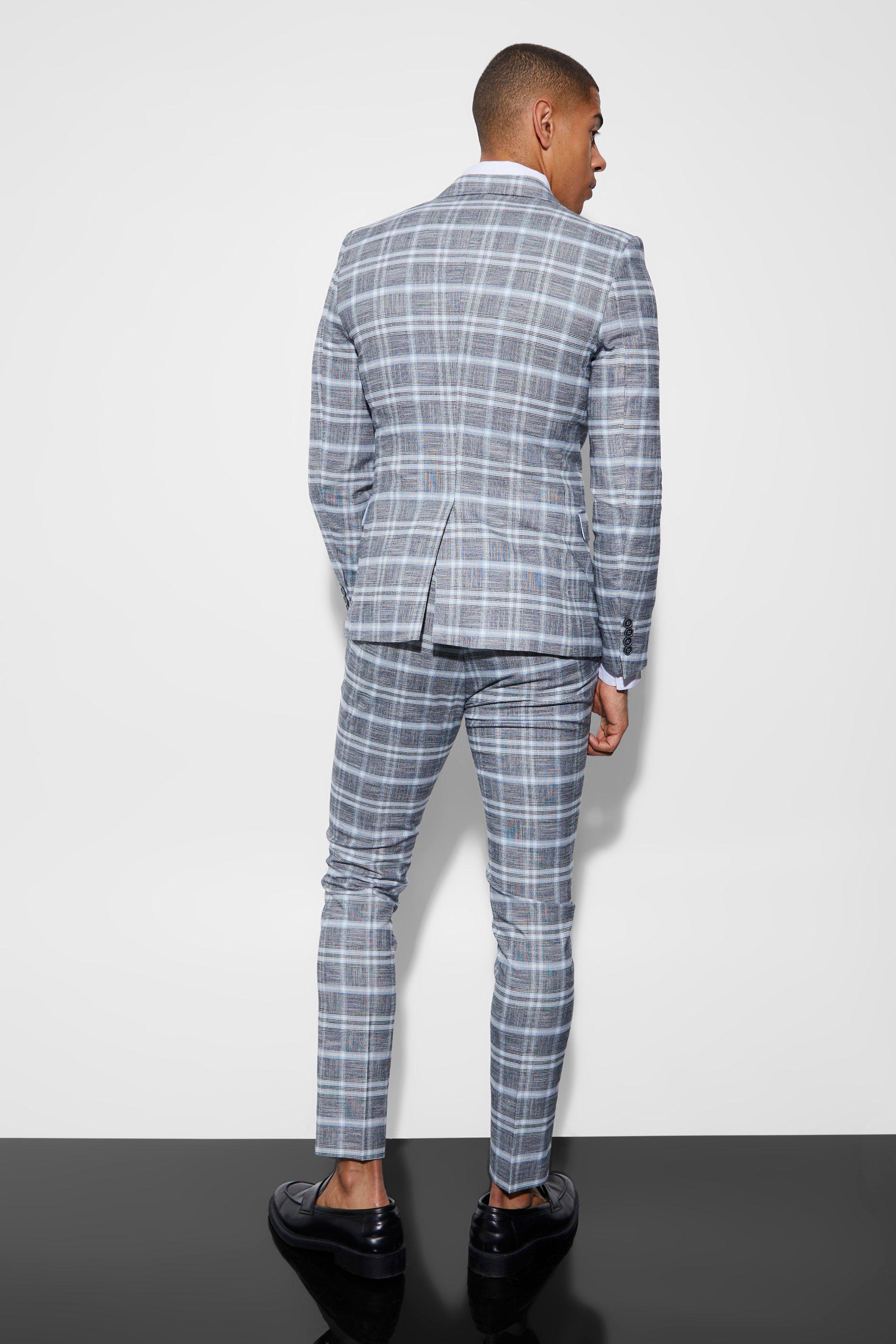 Super Skinny Single Breasted Checked Blazer
